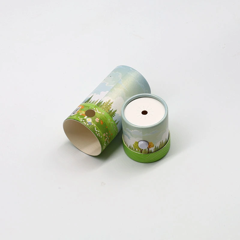 Custom White Cardboard Childproof Child Resistant Cartridge Packaging Child Proof Round Paper Tube with Lock Button